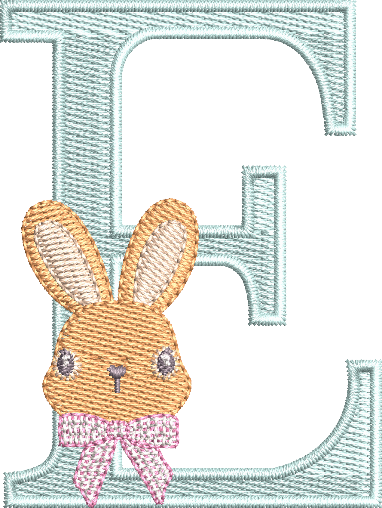 26 Motifs de broderie machine : Alphabet Lapin Noeud