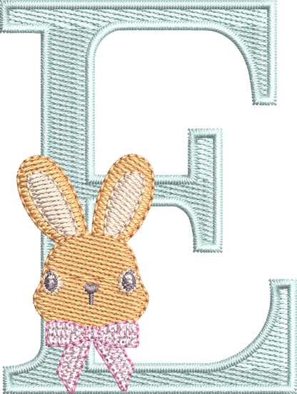 26 Motifs de broderie machine : Alphabet Lapin Noeud
