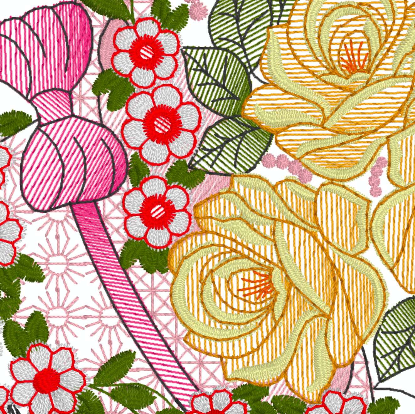 Motif de broderie machine : Fleur de jardin 180