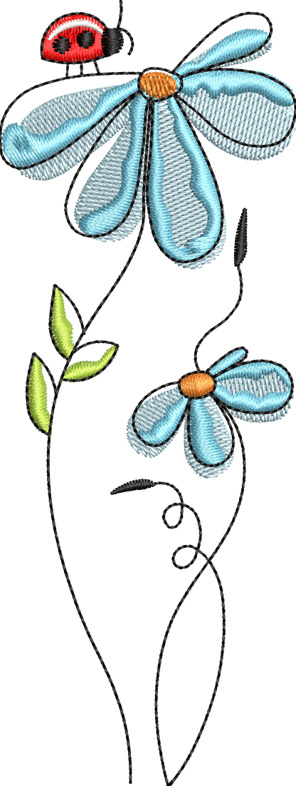 6 motifs de broderie machine : Fleurs aquarelle