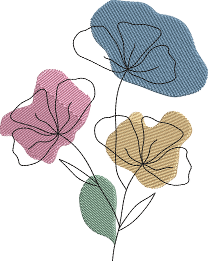 6 motifs de broderie machine : Fleurs aquarelle