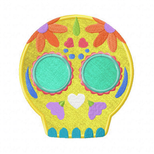 Motif de broderie machine : Crâne mexicain avec fleurs