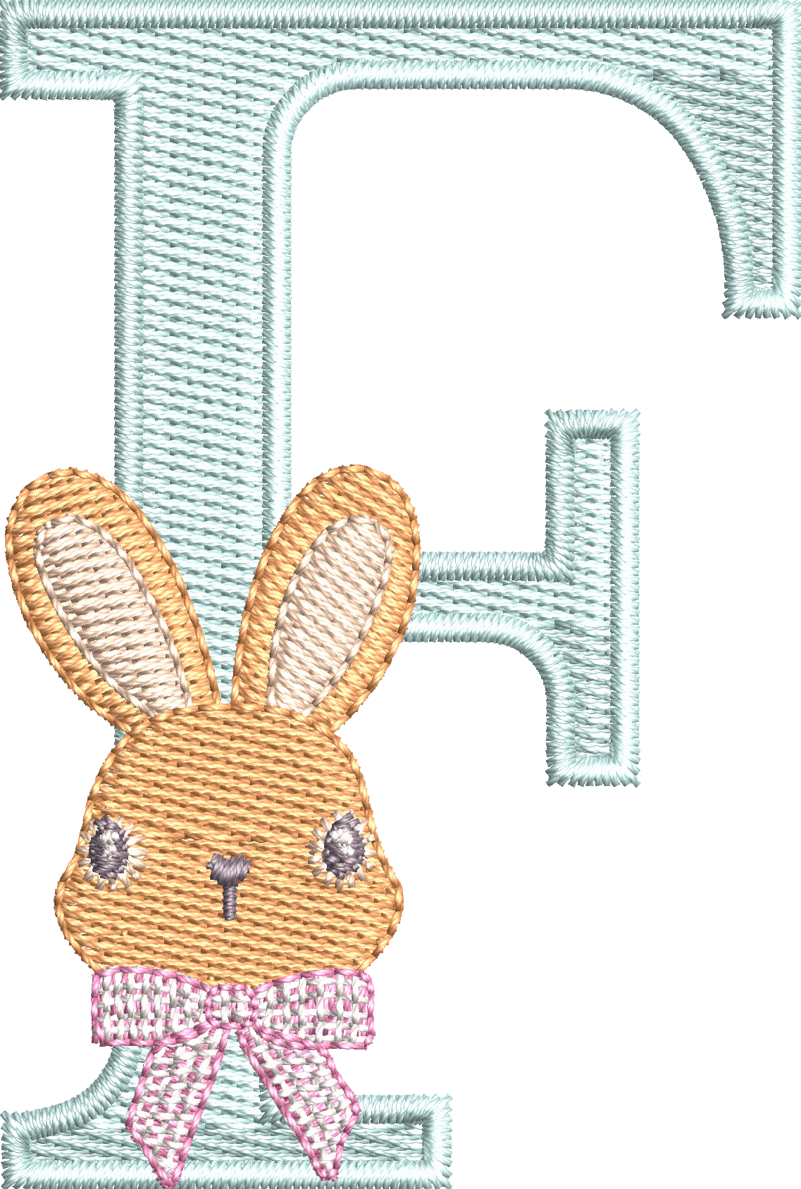 26 Motifs de broderie machine : Alphabet Lapin Noeud