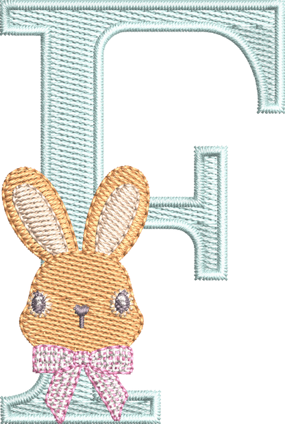 26 Motifs de broderie machine : Alphabet Lapin Noeud