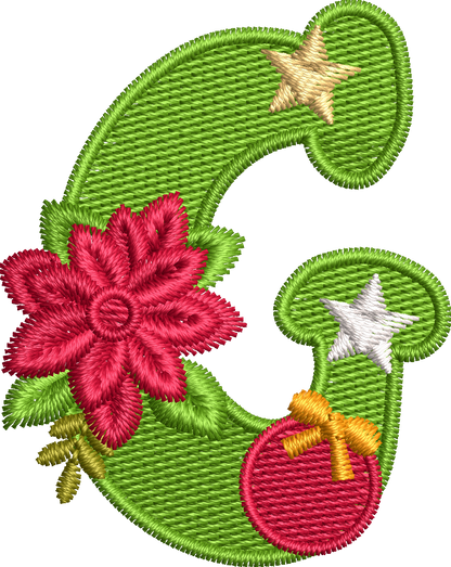 26 Motifs de broderie machine : Alphabet Noël