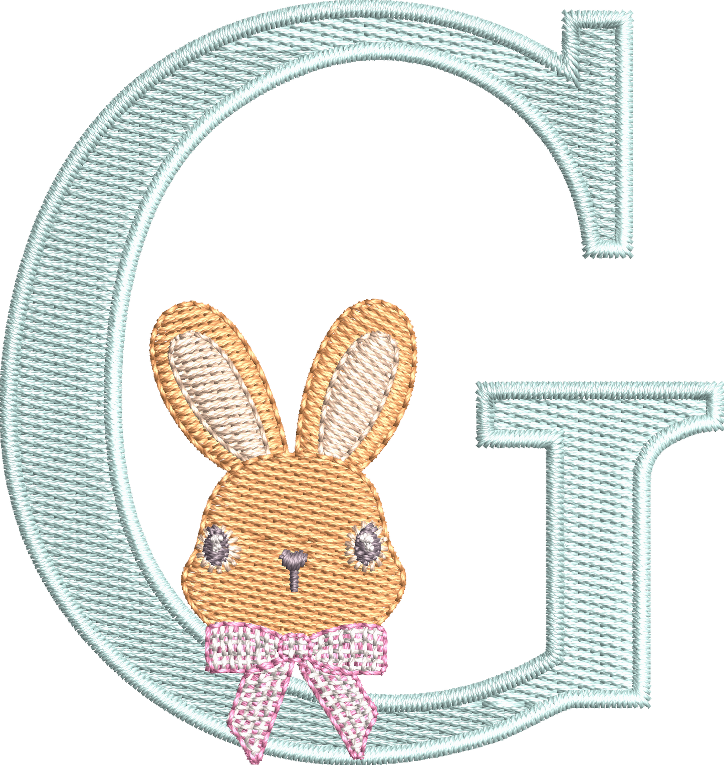 26 Motifs de broderie machine : Alphabet Lapin Noeud