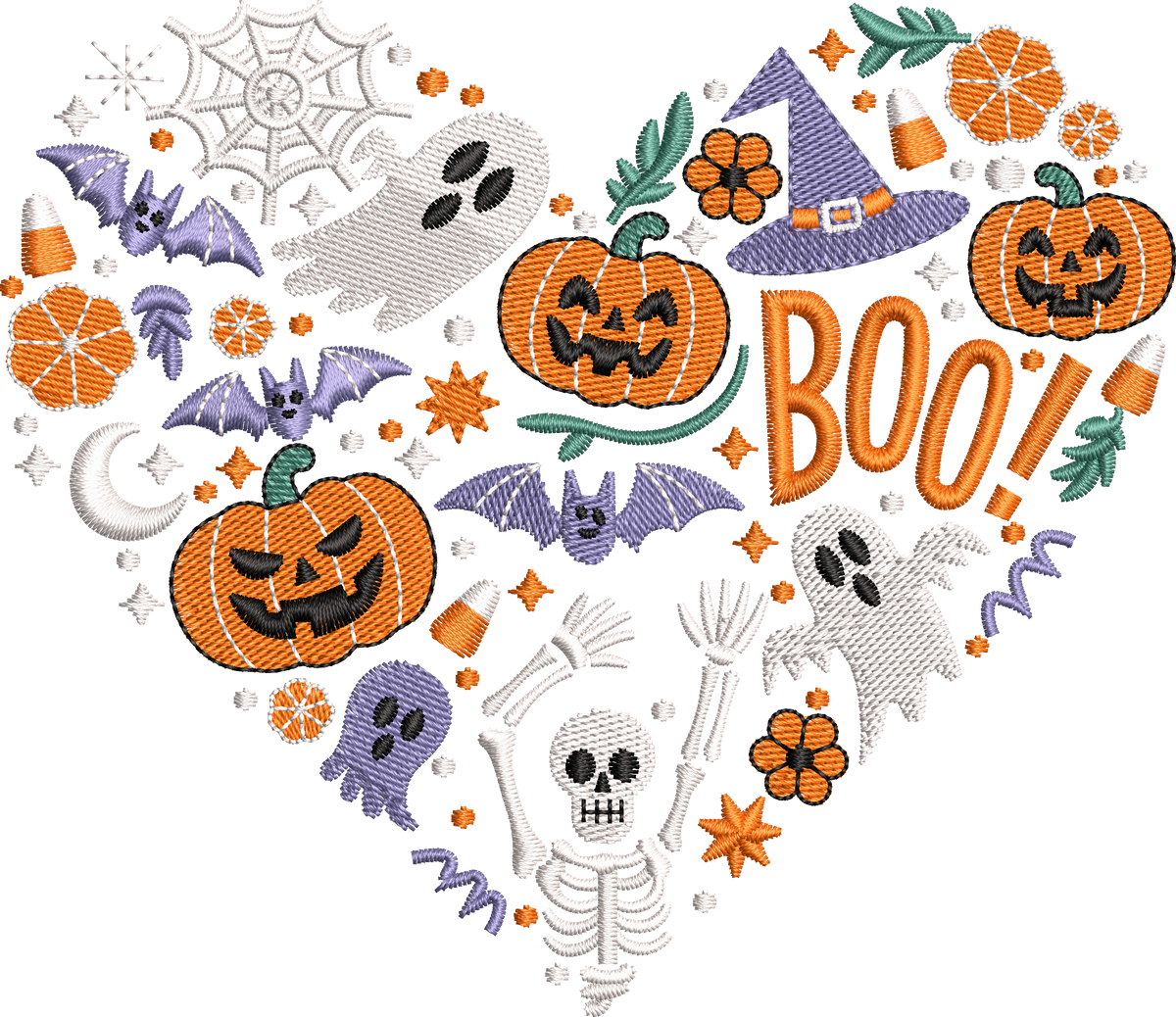 8 motifs de broderie machine : Lacets et coeurs Halloween