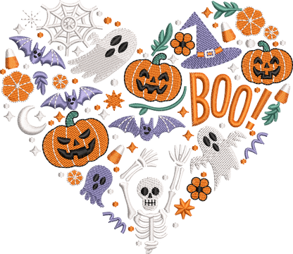 8 motifs de broderie machine : Lacets et coeurs Halloween
