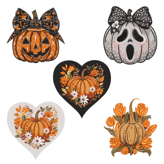 5 Motifs de broderie machine : Halloween Thanksgiving