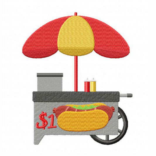 Motif de broderie machine : Charriot à hotdog