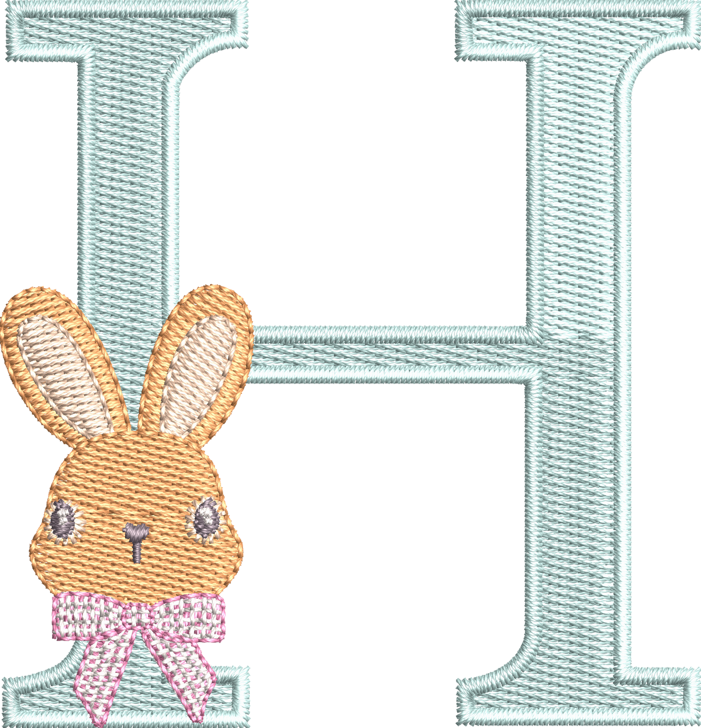 26 Motifs de broderie machine : Alphabet Lapin Noeud
