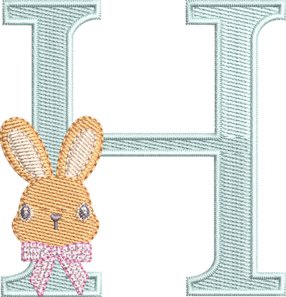 26 Motifs de broderie machine : Alphabet Lapin Noeud
