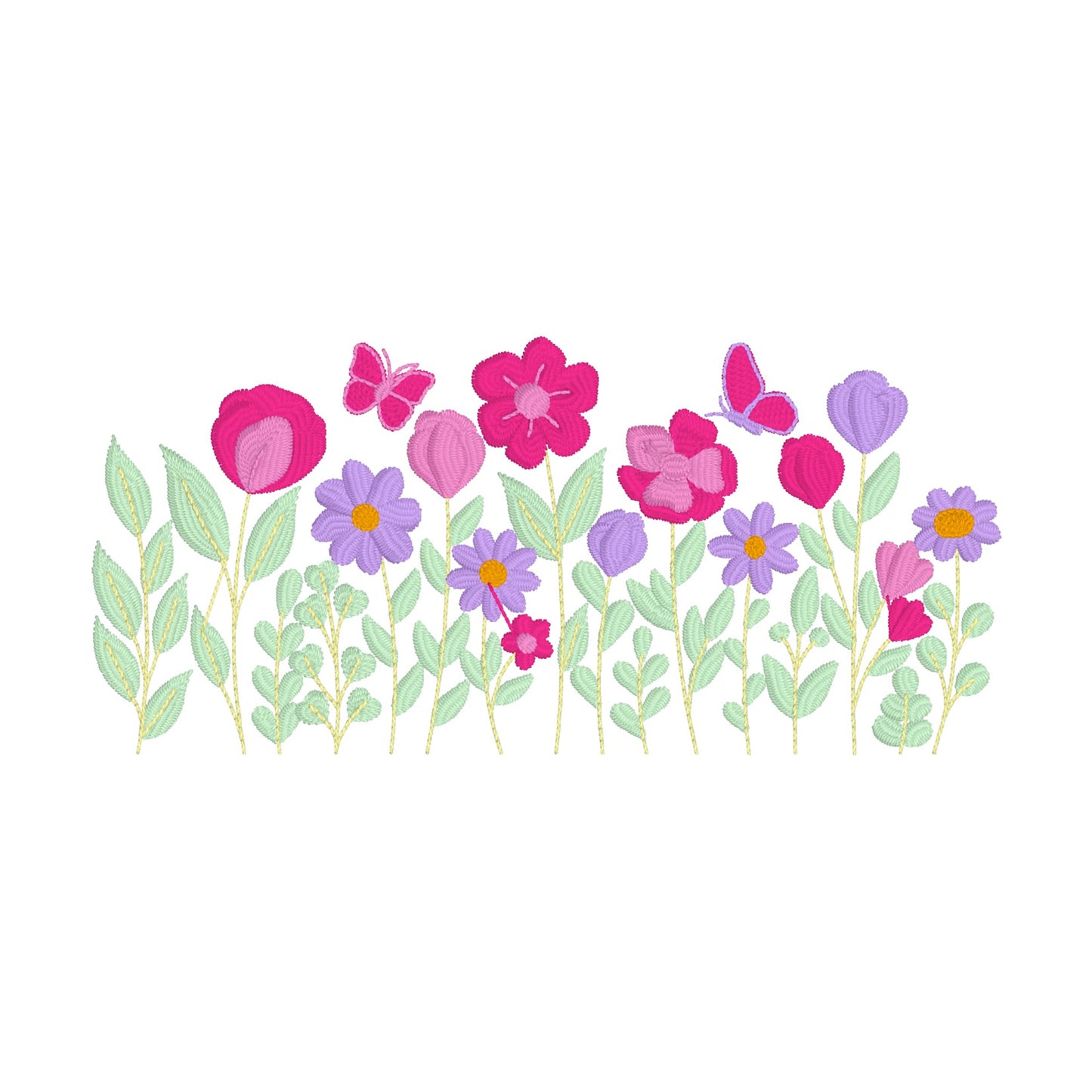 4 motifs de broderie machine : Bordures Fleurs Sauvages