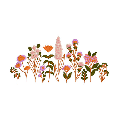 4 motifs de broderie machine : Bordures Fleurs Sauvages