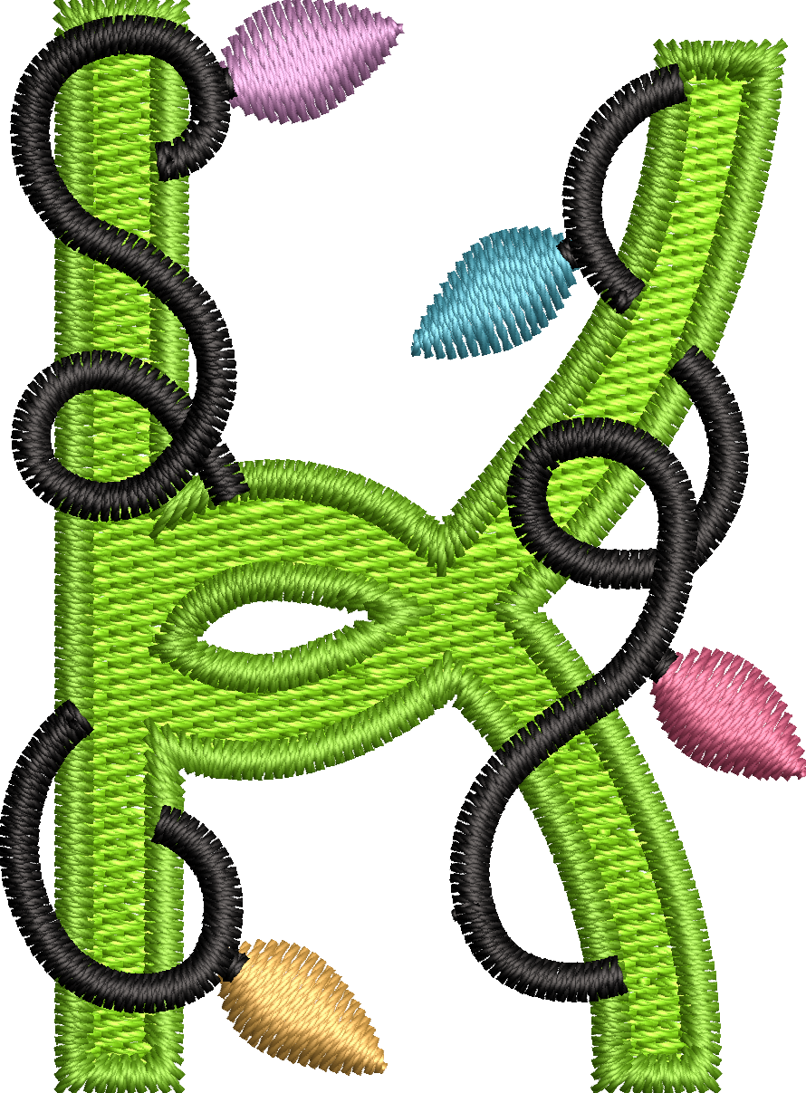 26 Motifs de broderie machine : Alphabet Guirlande
