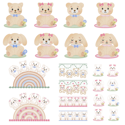 22 Motifs de broderie machine et appliqué : Les Amis Mignons