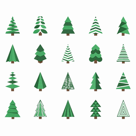 Pack de 20 motifs de broderie: Sapins de Noël
