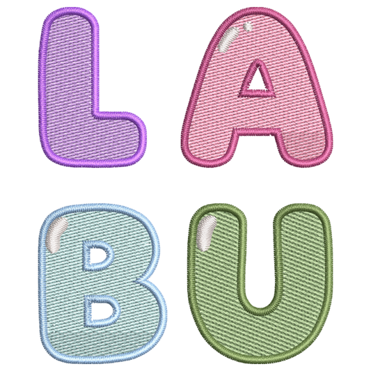 26 Motifs de broderie machine : Alphabet Labubu