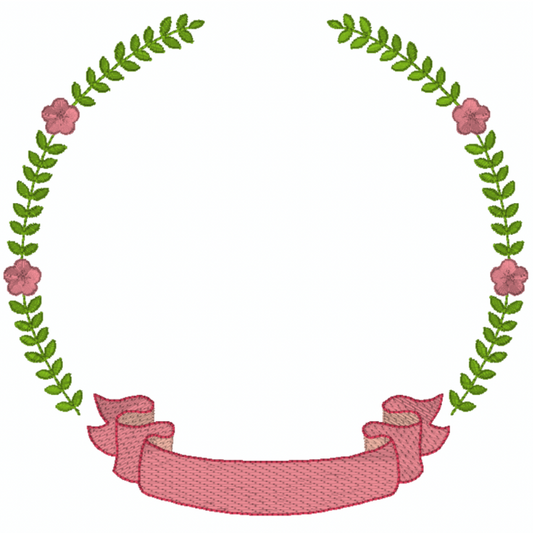 Motif de broderie machine : Bordure couronne fleur