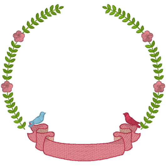 Motif de broderie machine : Bordure couronne oiseau