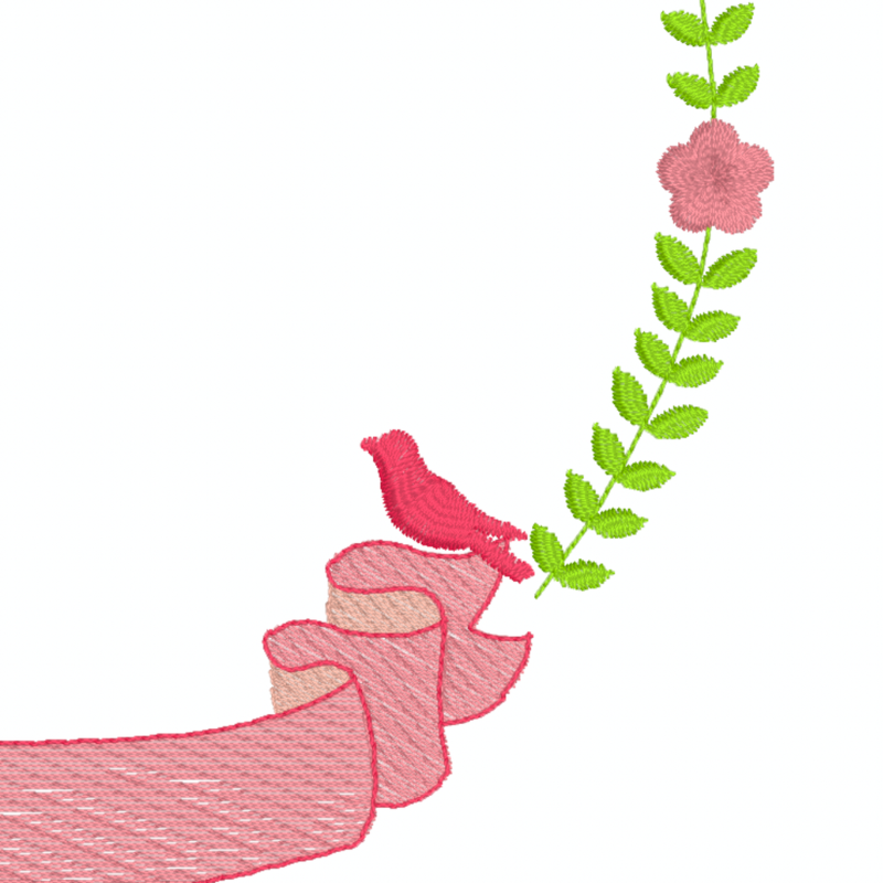 Motif de broderie machine : Bordure couronne oiseau