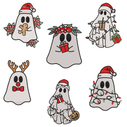6 motifs de broderie machine : Fantômes de Noël