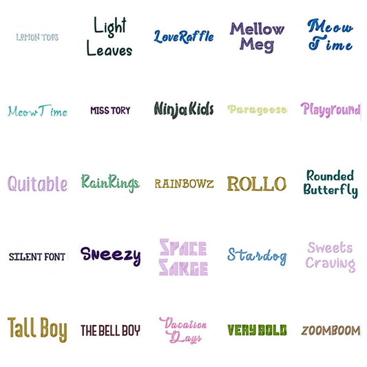 Pack de 50 Polices d'écriture pour broderie machine