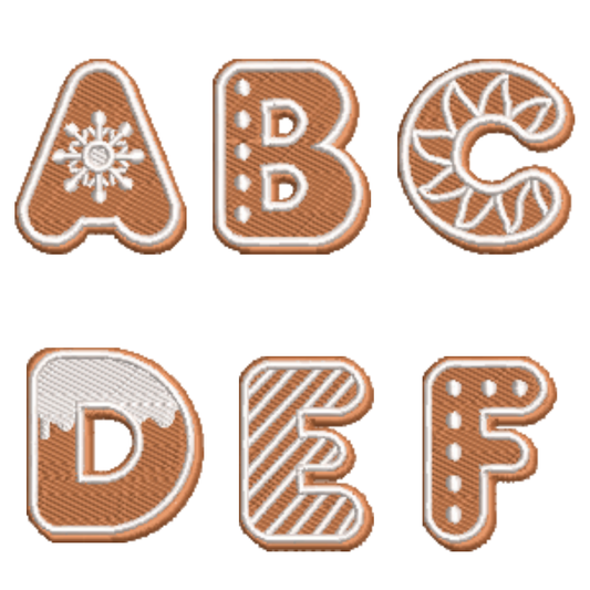 37 Motifs de broderie machine : Alphabet et nombre Biscuit au gingembre