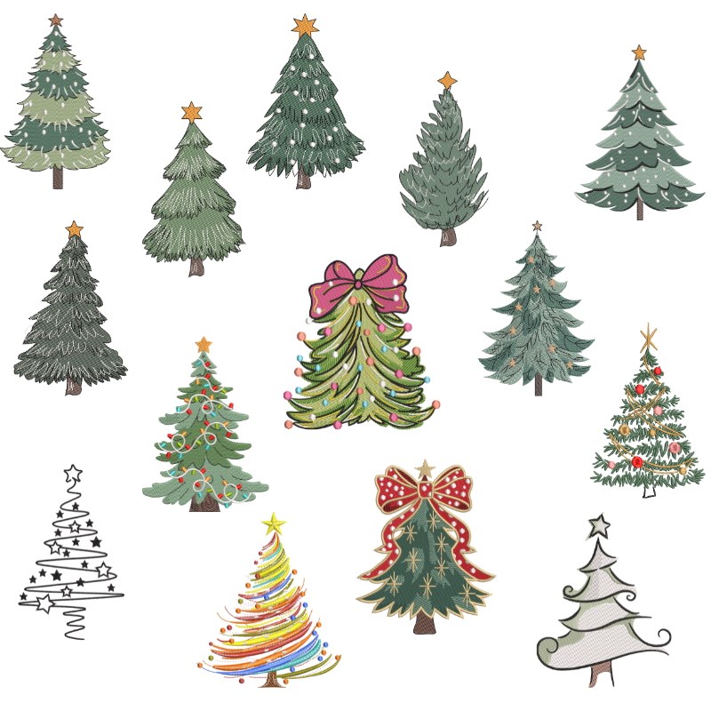 15 motifs de broderie machine : Arbres de Noël