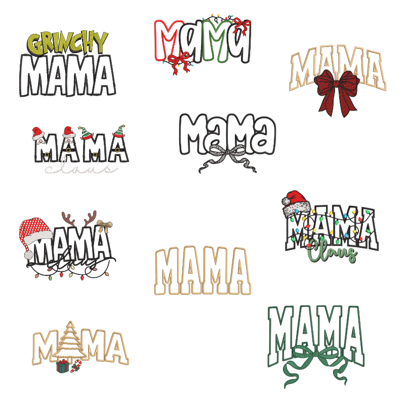 11 motifs de broderie machine : Appliqués MAMA Noël