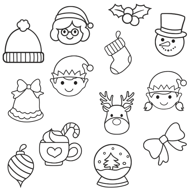 15 motifs de broderie machine : Éléments Noël Contour