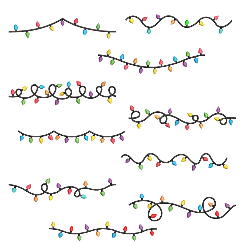 12 motifs de broderie machine : Guirlandes de Noël