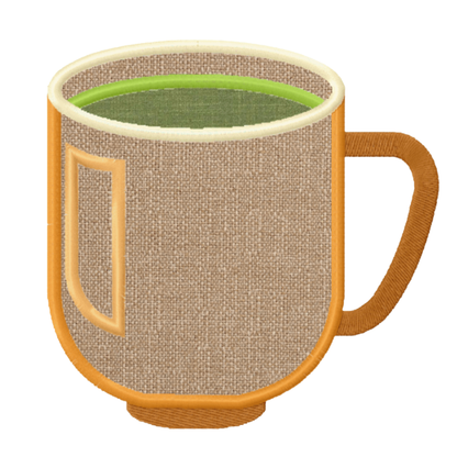 Motif de broderie machine : Appliqué Tasse de Thé Matcha