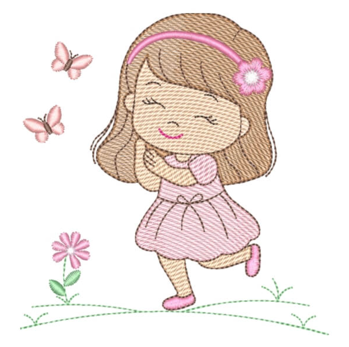 Motif de broderie machine : Fillette dans Jardin