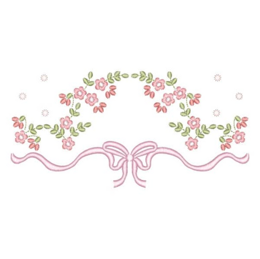 Motif de broderie machine : Fleur et Noeud