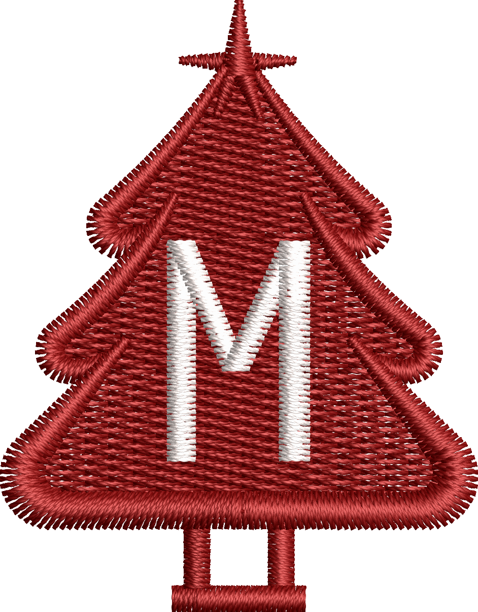 26 Motifs de broderie machine : Alphabet Sapin