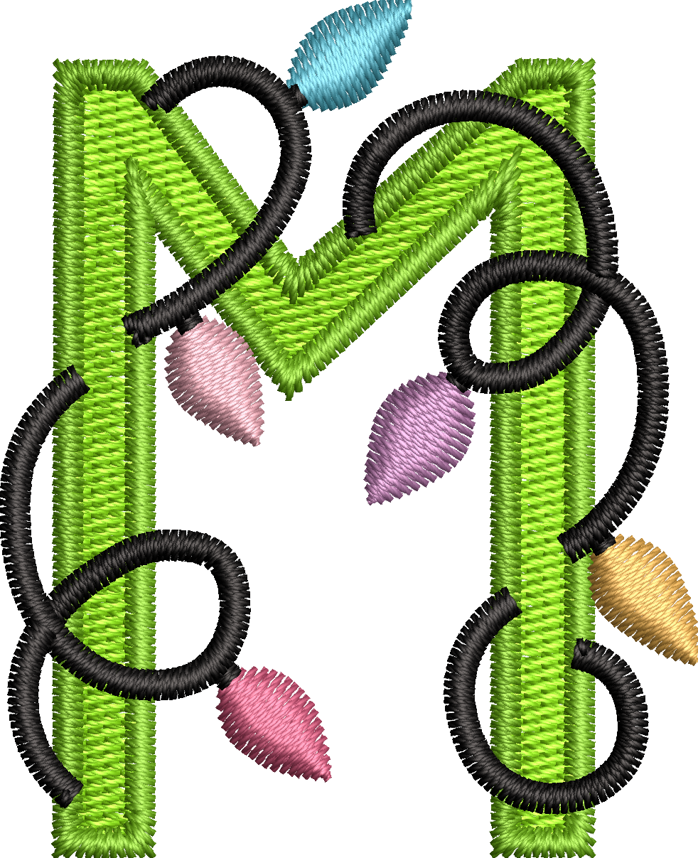 26 Motifs de broderie machine : Alphabet Guirlande