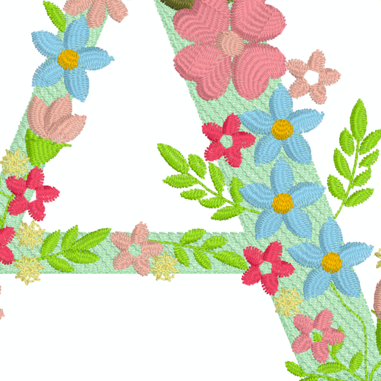 Motif de broderie : 26 Lettres de l'alphabet avec fleurs