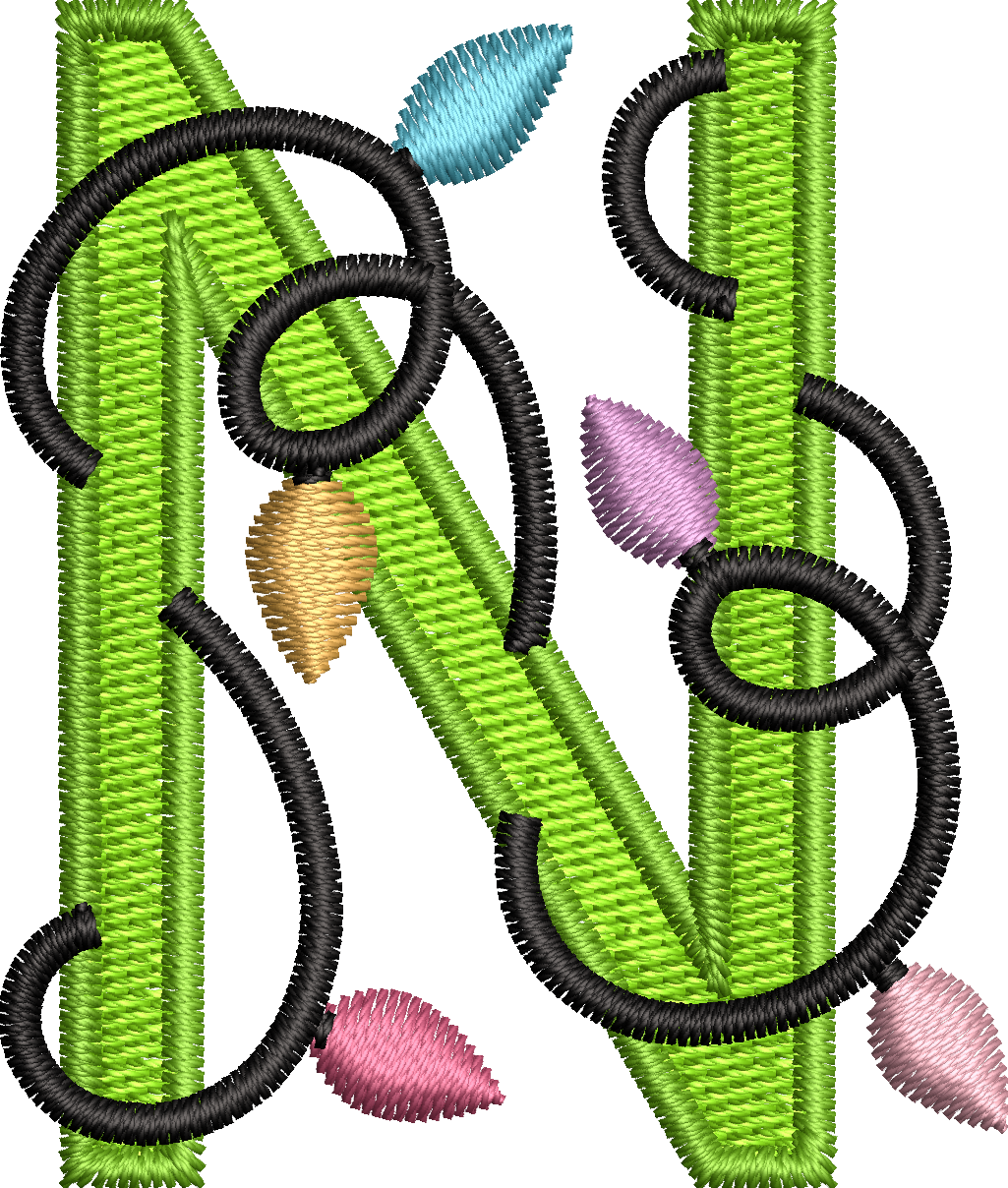26 Motifs de broderie machine : Alphabet Guirlande