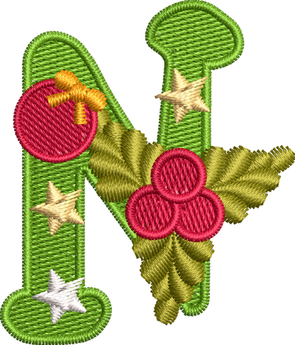 26 Motifs de broderie machine : Alphabet Noël