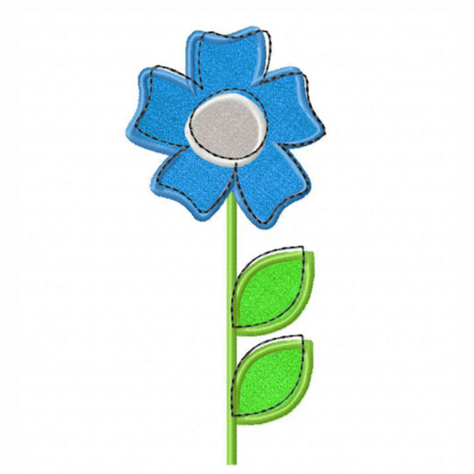 Motif de broderie machine : Fleur avec contour 2
