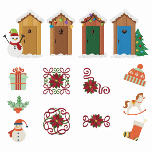 Pack de 15 motifs de broderie numérique: Dépendances et d'éléments de Noël