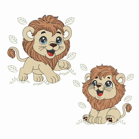 Pack de 2 motifs de broderie machine : Bébé Lion