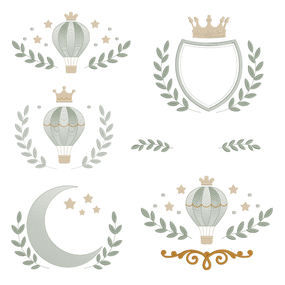 7 Motifs de broderie machine : Royal Garçon