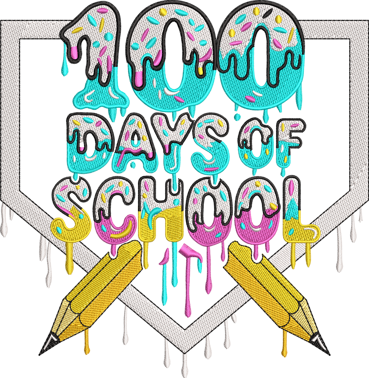 7 Motifs de broderie machine : 100 jours d'école 2