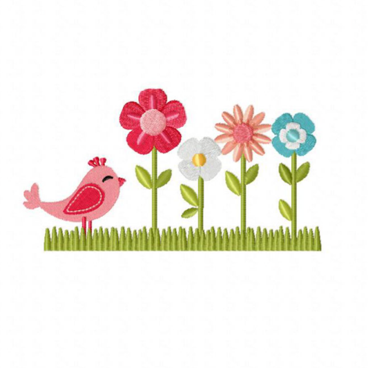 Motif de broderie machine : Oiseau de printemps
