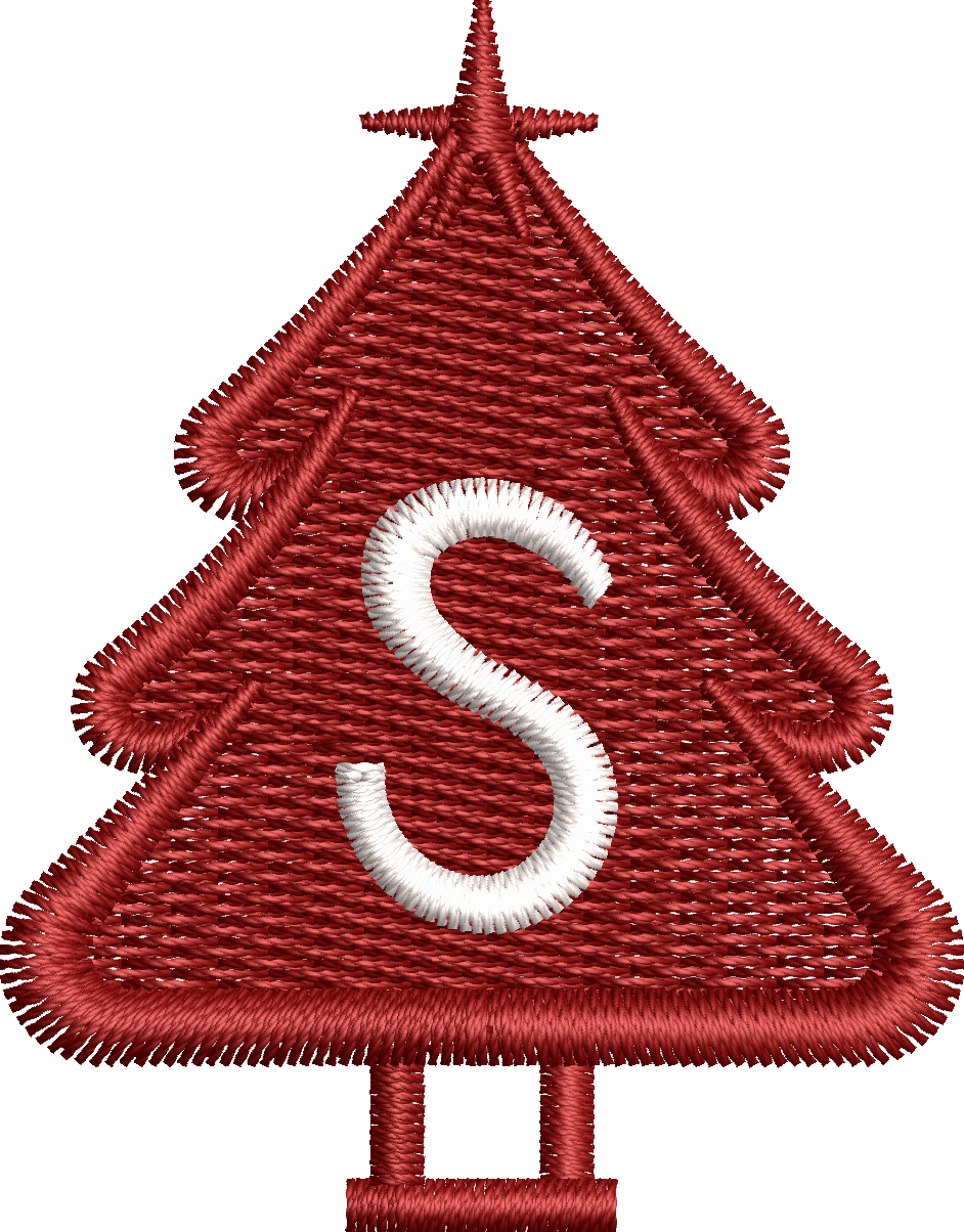 26 Motifs de broderie machine : Alphabet Sapin