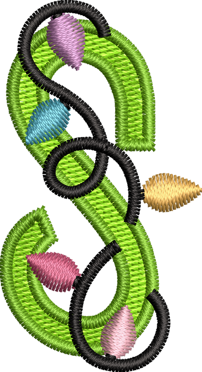 26 Motifs de broderie machine : Alphabet Guirlande