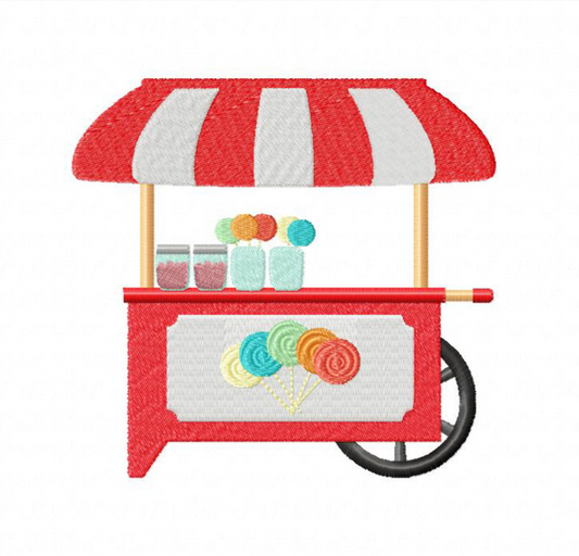 Motif de broderie machine : Charriot à bonbons
