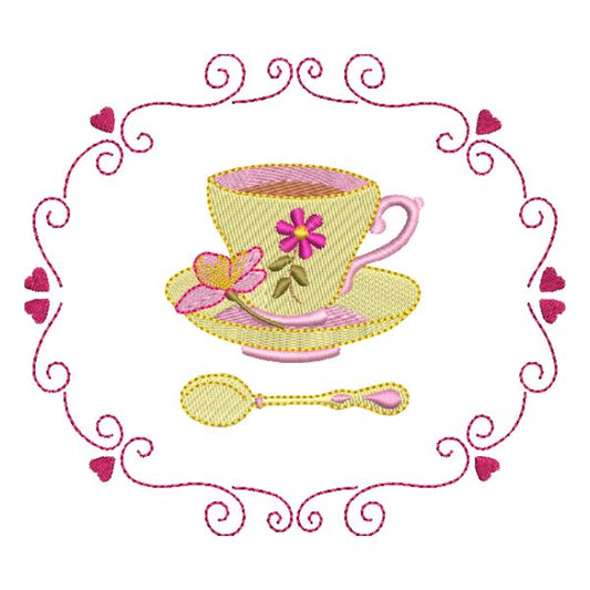 Motif de broderie machine : Tasse à Café Avec Fleur